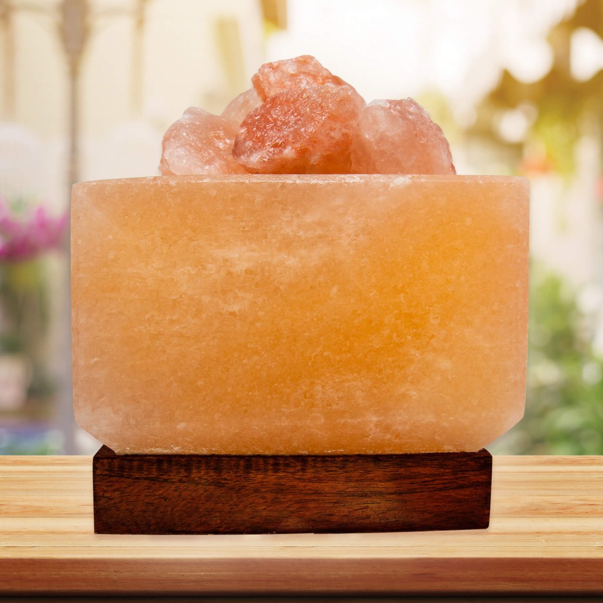 Cube Shape Fire Bowl Himalayan Salt Lamp with Rock Salt Chunks Cube Shape Fire Bowl Himalayan Salt Lamp with Rock Salt Chunks